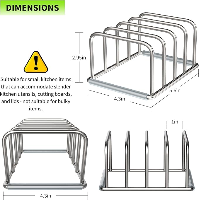 Cutting Board Organizer, 304 Stainless Steel Chopping Board Holder & Pot Pan Lid Rack, Kitchen Shelf Organizer for Bakeware, Cookie Sheets & Trays
