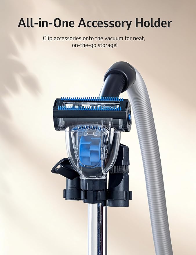 Aspiron Canister Vacuum Cleaner, 40Kpa Bagless Vacuum Cleaners, 4QT Large Dust Cup, Double HEPA Filter, Retractable Cord, 1600W Lightweight Vacuum Cleaner with 5 Tools for Hard Floors, Pearl