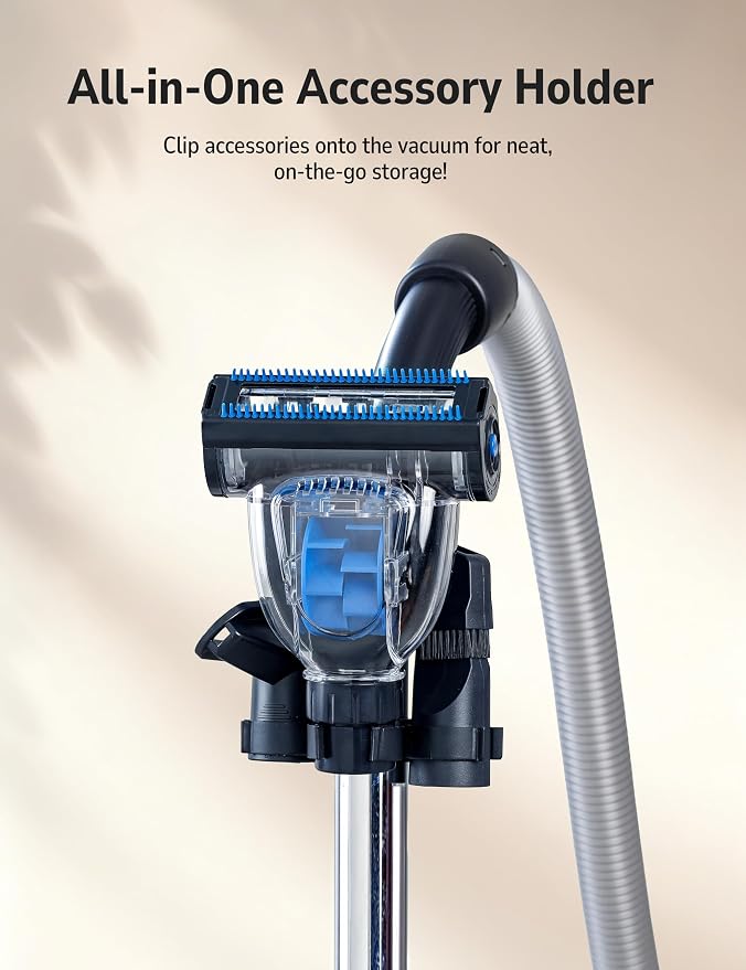Aspiron Canister Vacuum Cleaner, 40Kpa Bagless Vacuum Cleaners, 4QT Large Dust Cup, Double HEPA Filter, Retractable Cord, 1600W Lightweight Vacuum Cleaner with 5 Tools for Hard Floors, Prussian Blue
