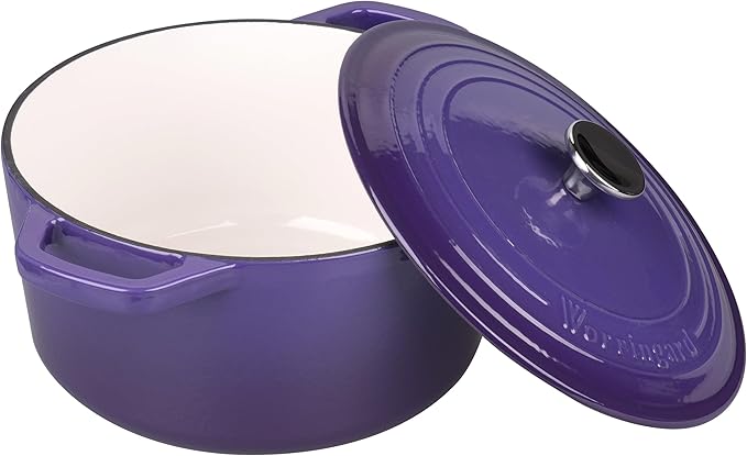 VORRINGARD Enameled Cast Iron Dutch Oven Pot with Lid, for Bread Baking, Round Bread Oven- include Sourdough Bread Baking Supplies Set, 6QT, Purple