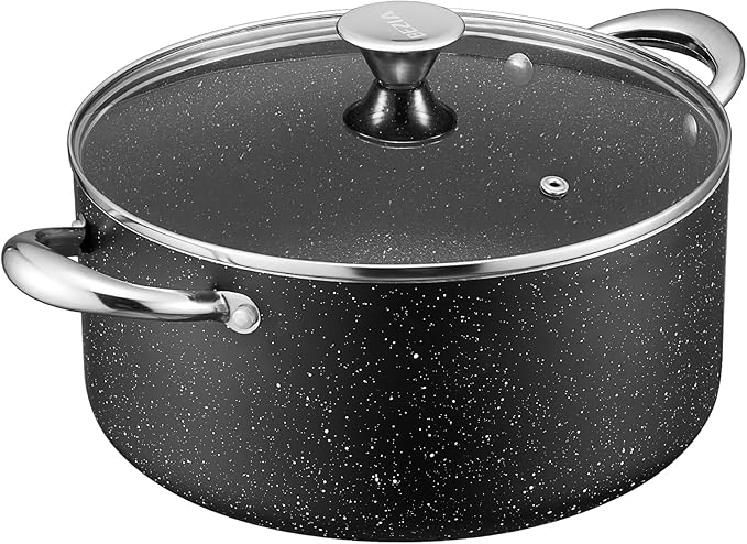 BEZIA 6 Quart Nonstick Stock Pot with Lid, Induction Cooking Pot for Soup | Oven & Dishwasher Safe, Quick Cleanup, All Stoves Compatible, for Daily Pasta, Fresh Marinara Sauces, Quick Weekday Chili