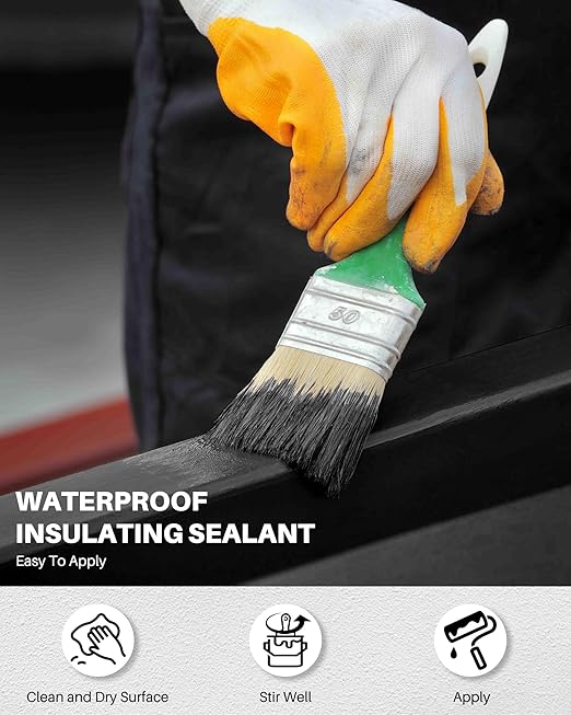 Polyurethane Waterproof Coating, 2 Gallon Waterproof Sealant Coating Black, Water-Based Polyurethane Sealant Leak Repair for Roofs, Foundations, Basements