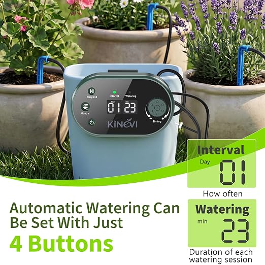 Solar Drip Irrigation System, Auto Plant Waterer for 30 Pots | 8W Solar Powered DIY Watering Device with 22 Timer Modes, HD LED Display, Anti-Siphon, Outdoor Garden Greenhouse