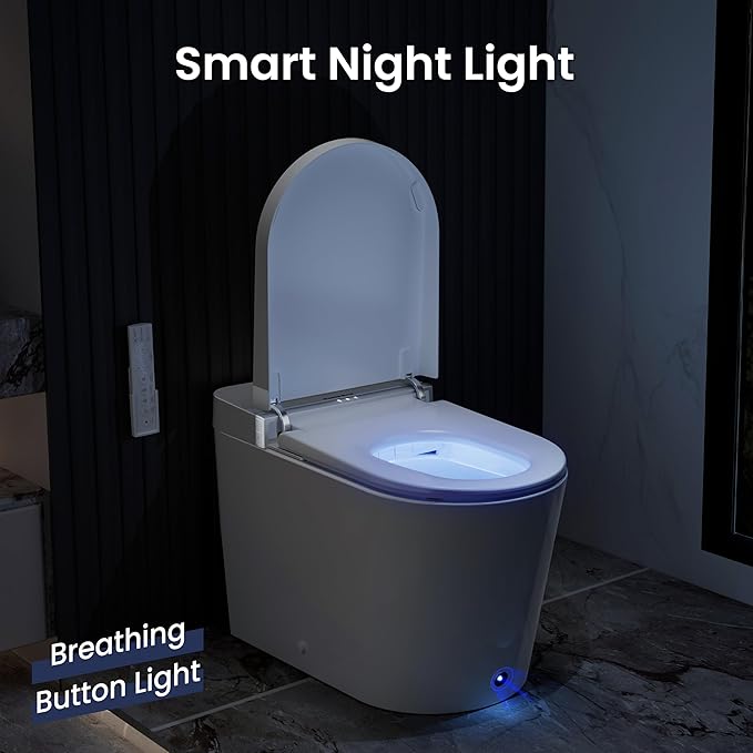 Casta Diva Smart Toilet with Bidet Built in, Bidet Toilet with Wider Heated Seat, Warm Water & Dryer, Foot Sensor Auto Flushing, Night Light, Remote Control 1.28GPF(CD-K020)