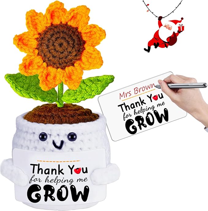 Teacher Appreciation Gifts, Teacher's Day Graduation Thank You Gifts for Teacher Handmade Crochet Sunflower Doll, Personalized Mothers Day Birthday Retirement Gift for Teachers Mentor Coworker Boss
