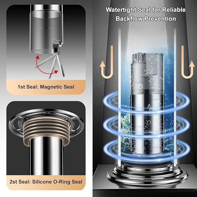 Shower Drain Anti-Backflow Stopper - Magnetic Shut-Off Valve, 304 Stainless Steel Odor-Proof Shower Drain Plug, Suitable for 1 1/2 inch Pipes (4.33in/110mm High)