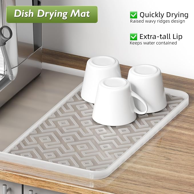 Silicone Coffee Mat with Raised Edges 24" x 16" – Waterproof Countertop Mat, Coffee Maker Pad, Espresso Machine Mat, Heat Resistant Dish Drying Mat