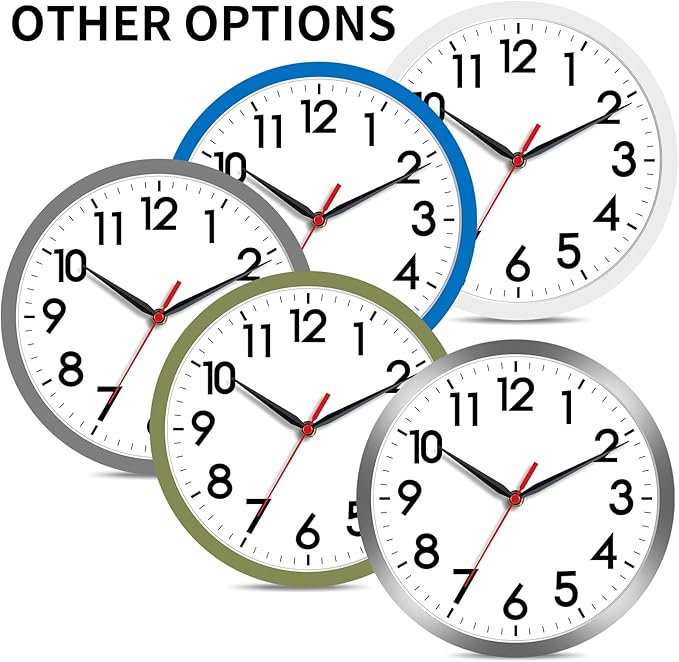 AKCISOT 8 Inch Wall Clock, Battery Operated Analog Clock, Silent Non-Ticking, Ideal for Bedroom, Bathroom, Kitchen, Office and School, White