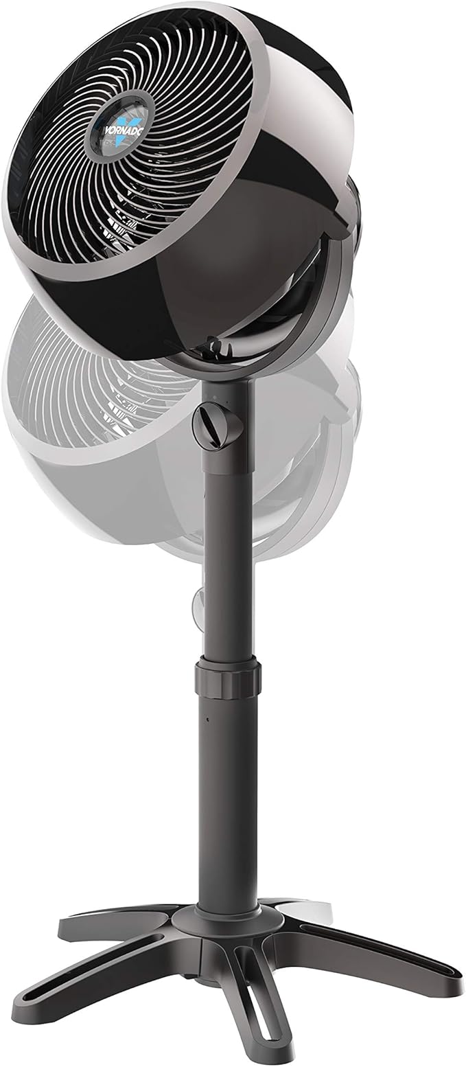 Vornado 7803 Large Pedestal Whole Room Air Circulator, Fan with Adjustable Height, 33-40 in, 3 Speed Settings, Removable Grill for Cleaning, Black Standing Floor Fan for Bedroom