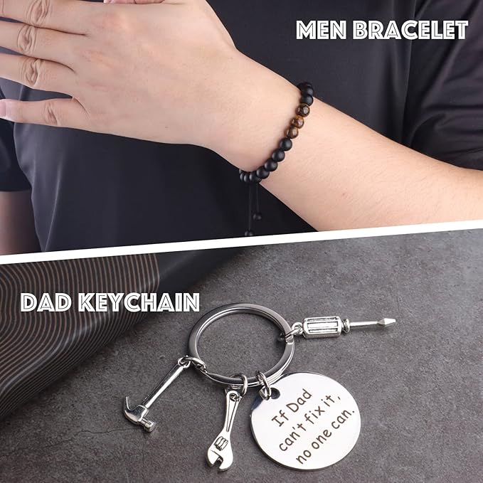 Dad Gifts, 8PCS Fathers Day Gift Includes 20oz Tumbler with Lid Straw Brush Socks Bracelet Key Chain Thanks Card Gift Box, Best Dad Ever Gifts from Daughter Son Kids for Christmas Birthday