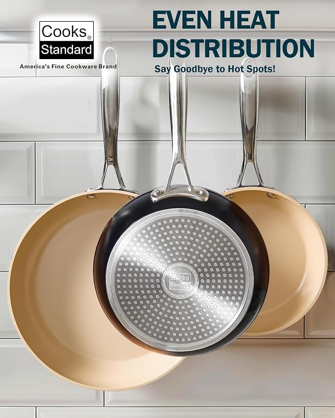 Cooks Standard Classic 11 Inch Hard Anodized Ceramic Nonstick Skillet Pan | Induction Ready Frying Pan with Riveted Stay-Cool Handle, Egg & Omelette Pan, Oven Safe, Black Apricot