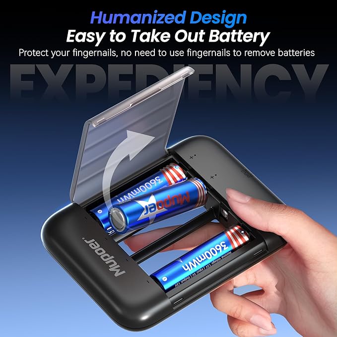 Rechargeable AA Lithium Batteries with Box, Double A Battery Rechargeable 8 Count 1.5V 3600mWh,Long Lasting Lithium ion Batteries with Ultra Thin Charging Storage Box for Blink Xbox