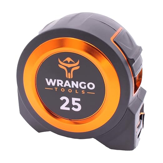 Wrango Tools 25 FT Tape Measure - Retractable Measuring Tape - Oversized & Double-Sided Print - Blade Lock, Finger Brake - Nylon Coating, 10' Stand-Out - 13' Reach / 1-1/16" Blade - 2 PACK