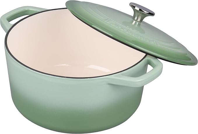 VORRINGARD Enameled Cast Iron Dutch Oven Pot with Lid, for Bread Baking, Round Bread Oven- include Sourdough Bread Baking Supplies Set, 6QT, Green