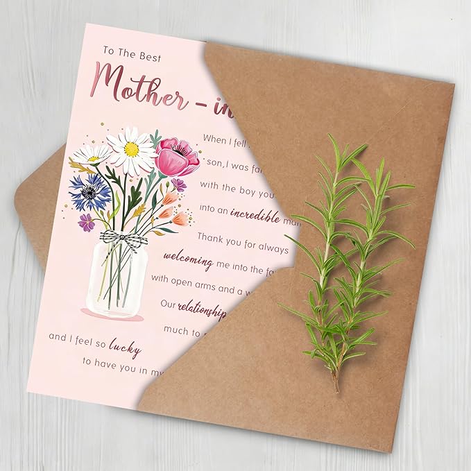 Mothers Day Gifts Card for Mother In Law, Mother's Day Card for Mother-In-Law