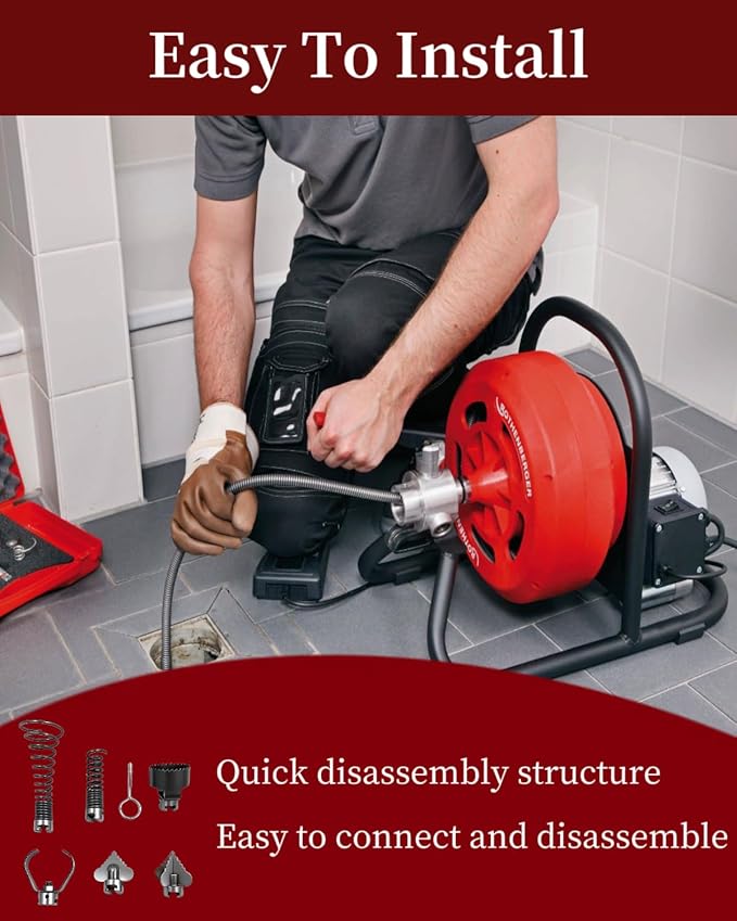Drain Snake Drill Attachment, Drain Auger Cutter Kit, Fit for RIDGID K-60SP K-60SE K-750 Drain Cleaning Machine, for 5/8" to 7/8" Drain Snake Cable