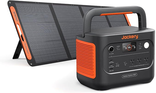 Jackery Explorer 1500 v2 Solar Generator, 1536Wh LiFePO4 Power Station with 200W Solar Panel, 2000W Output (4000W Peak), 1 H Fast Charge, 10ms UPS, for Outdoor, Emergency Backup, Camping, RV, Off-Grid