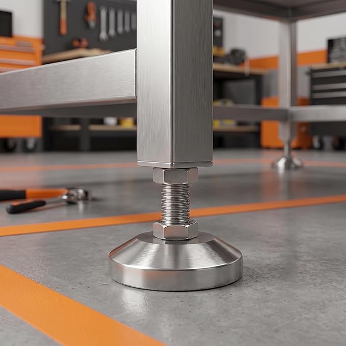 Machine Leveling feet, Heavy Duty Leveler Leg 3.15" Dia. Base, Leg Leveler M20 Thread, 4400 Lb Capacity,Capacity for Workbench, Machine, Cabinet (D80xM20x100,2 Pack,Silvery)