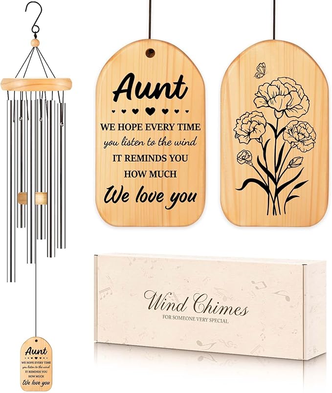 for Aunt, Aunt Wind Chimes, Auntie Gift Ideas, Birthday Gifts for Aunts from Niece Nephew, Best Mothers Day for Auntie, 25.5 Inch