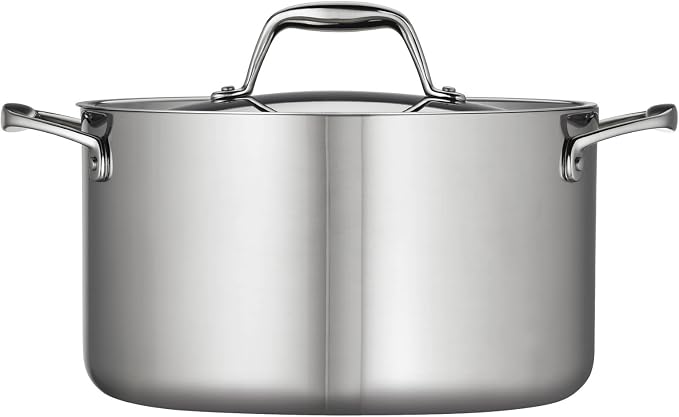 Tramontina Signature Tri-Ply Clad Stainless Steel 6-Quart Sauce Pot | Induction-Ready Large Sauce Pan with Lid, Dishwasher-Safe, NSF-Certified, Made in Brazil