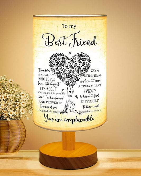 Best Friend Birthday Gifts for Women, to Friend Fabric Table Lamp, Birthday Mothers Day Gifts for Friends, Friendship Gift for Women Bedside Table Lamp Gifts for Bestie BFF