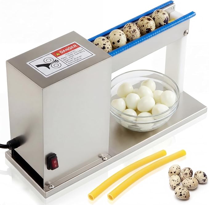 Electric Quail Egg Peeler Machine for Hard Boiled Quail Eggs, Stainless Steel Automatic QuailEgg Sheller Machine for Kitchen, Restaurant & Food Prep