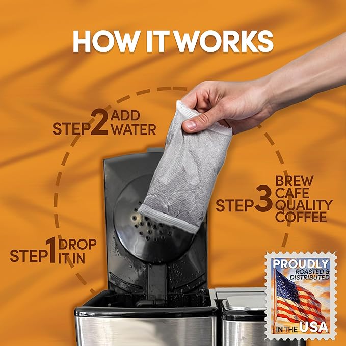 Ground Flavored Coffee In Filter Packs | Medium Roast Low Acid Mold Free Pouches | Bulk Packets | Roasted Butter Pecan Crunch | Gourmet Individual Premeasured Coffee Bags for 10-12 Cup Drip Maker