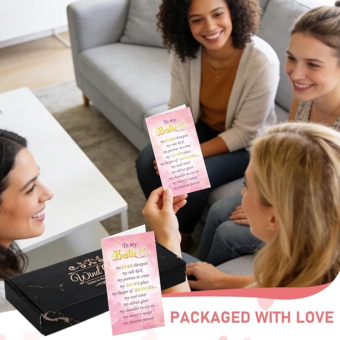 Friendship Gifts Wind Chimes for Outside – Bestie Gifts Engraved Wooden Heart with Gift Box & Card, Birthday Gift for Best Friend Women, Garden Patio Hanging Decor