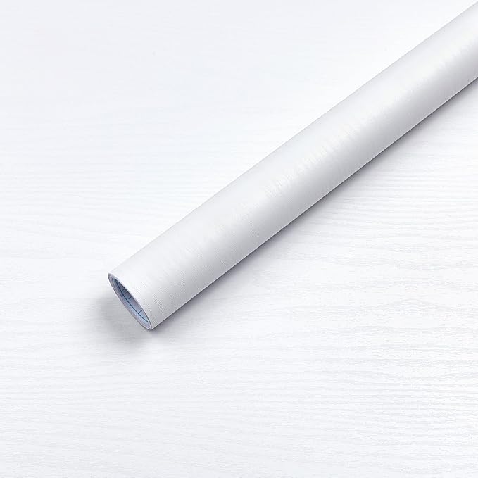 COSNIGHT White Wood Grain Contact Paper Self-Adhesive - Removable Peel and Stick Wallpaper for Kitchen Cabinets, Countertops and Home Decor - Wall Vinyl Wrap Waterproof 15.7In x 196In Renter Friendly
