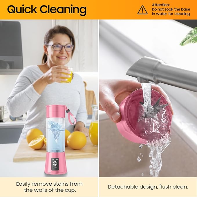 2026 Newly Upgraded Portable Smoothie Blender - Cordless Personal Blender Type-C Rechargeable, 13Oz Juice Cup BAP Free, 20,000Rpm Speed Powerful Blending, Freshly Squeezed in Sports/Office