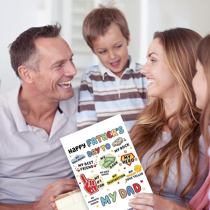FANCYLUCKY Happy Fathers Day Card Gifts from Daughter Son, Funny Father's Day Card for Dad, Cute Dad Card