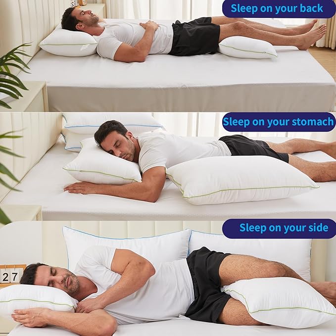 Bed Pillows Standard Size Set of 2,for Sleeping, Adjustable Standard Pillows 2 Pack with Zipper, Cooling Hotel Quality with Premium Soft Down Alternative Fill