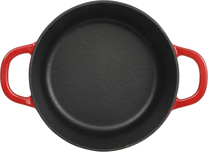 Crock Pot Artisan 3-Quart Round Cast Iron Dutch Oven With Oven Safe Borasilicate Lid - Red