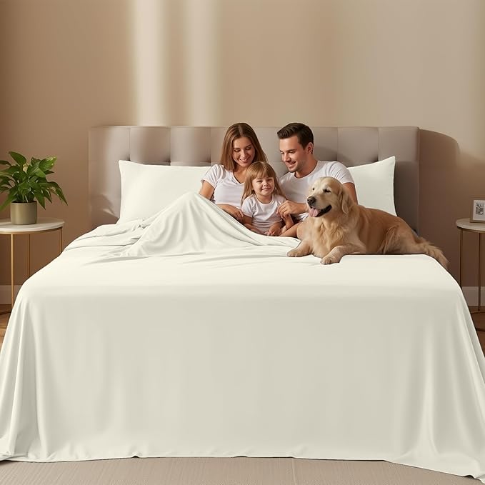 Utopia Bedding Full Size Sheet Set – 4 Piece Bed Sheets, Soft and Breathable Microfiber, Includes 1 Fitted Sheet, 1 Flat Sheet and 2 Pillowcases – Oeko Tex (Ivory)