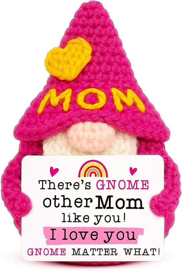 Mom Gifts for Mothers Day - Funny Mother's Day Birthday Handmade Gnome Gift for Mom from Daughter Son, Cute Crochet Gnomes for Mother Mama Mommy I Love You Christmas Stocking Stuffers