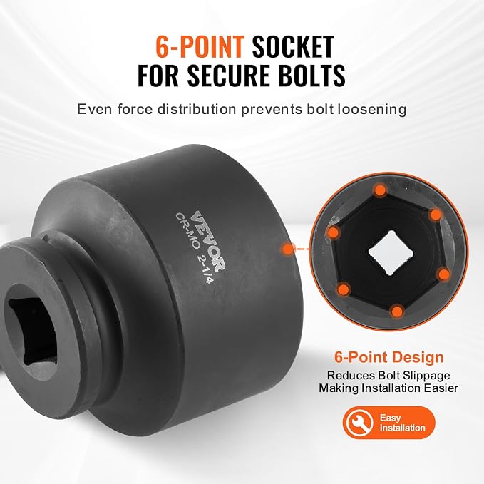 VEVOR Axle Nut Impact Socket Set - 3/4" Drive 6-Point 8-Piece SAE Spindle Nut Socket CR-MO Heat Treated Large Socket Set with Storage Case for Auto Repair, Removing or Installing Axle Nuts