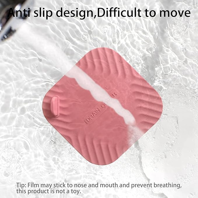 Shower Drain Cover Tub Stopper,2 Pieces Sewer Anti-Odor Mat Deodorizing Drain Plugs for Kitchen,Bathroom and Laundry(5.9x5.9 inch) Red