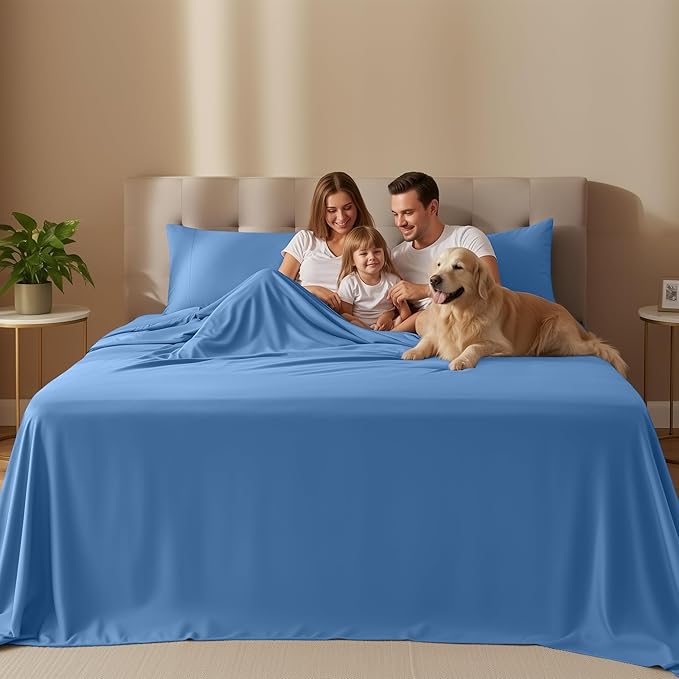 Utopia Bedding Full Size Sheet Set – 4 Piece Bed Sheets, Soft and Breathable Microfiber, Includes 1 Fitted Sheet, 1 Flat Sheet and 2 Pillowcases – Oeko Tex (Dutch Blue)