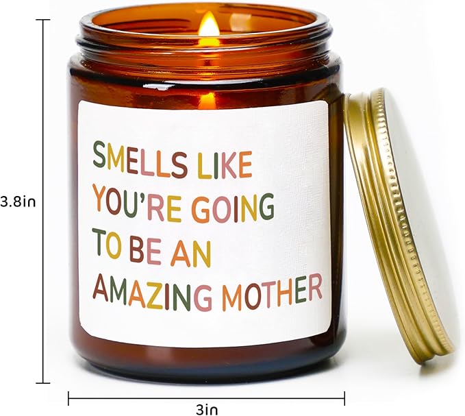 Mothers Day Candle Gifts for Mom - New Mom Gifts After Birth Funny Mommy Pregnant - Gender Reveal Gift - Best Postpartum Gift for Mother, 7oz, Sandalwood Scented Candles
