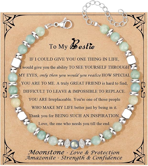 JoycuFF 𝗚𝗶𝗳𝘁𝘀 𝗳𝗼𝗿 𝗪𝗼𝗺𝗲𝗻 𝗠𝗼𝗼𝗻𝘀𝘁𝗼𝗻𝗲 𝗕𝗿𝗮𝗰𝗲𝗹𝗲𝘁 Amazonite Colorful Imperial Jasper Stainless Steel Beads Bracelets, Mothers Day Birthday Christmas Valentines Graduation Gifts