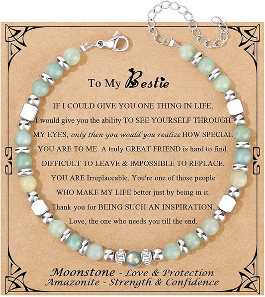 JoycuFF 𝗚𝗶𝗳𝘁𝘀 𝗳𝗼𝗿 𝗪𝗼𝗺𝗲𝗻 𝗠𝗼𝗼𝗻𝘀𝘁𝗼𝗻𝗲 𝗕𝗿𝗮𝗰𝗲𝗹𝗲𝘁 Amazonite Colorful Imperial Jasper Stainless Steel Beads Bracelets, Mothers Day Birthday Christmas Valentines Graduation Gifts