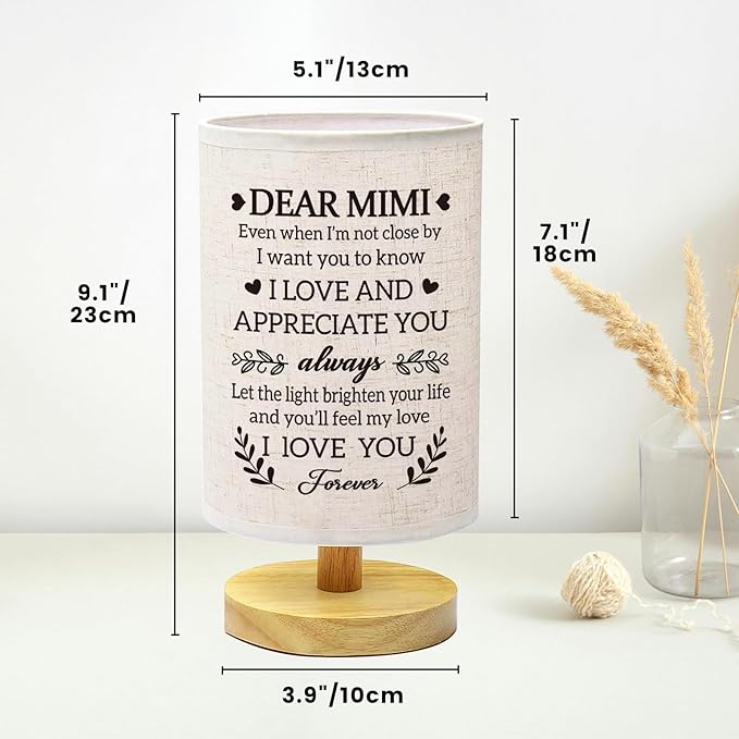 Mimi Mothers Day Gifts from Grandkids, Fabric Bedside Table Lamp Presents, Birthday Christmas Valentines Day Gifts for Mimi Grandma Grandmother