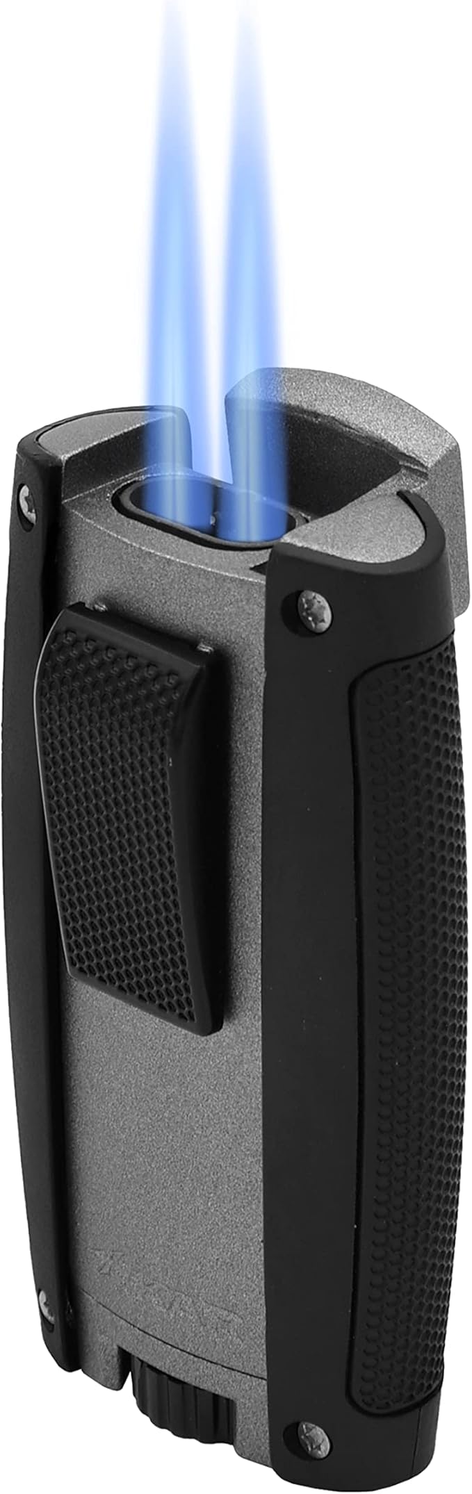 Xikar Turismo Double Jet Flame Cigar Lighter, Attractive Gift Box, Pocket-Friendly, Protective Flip-Lid, Over-Sized Fuel Tank, Matte Gray