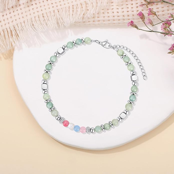 JoycuFF 𝗚𝗶𝗳𝘁𝘀 𝗳𝗼𝗿 𝗪𝗼𝗺𝗲𝗻 𝗠𝗼𝗼𝗻𝘀𝘁𝗼𝗻𝗲 𝗕𝗿𝗮𝗰𝗲𝗹𝗲𝘁 Amazonite Colorful Imperial Jasper Stainless Steel Beads Bracelets, Mothers Day Birthday Christmas Valentines Graduation Gifts