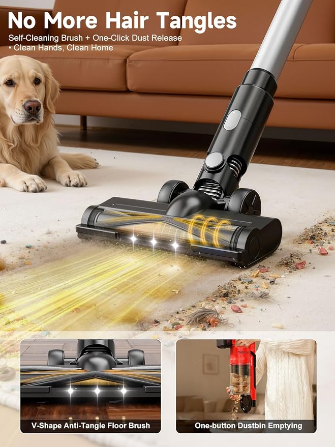 Cordless Vacuum Cleaner for Home, Pet Hair, 60KPa, Lightweight | 700W brushless motor, up to 70-min runtime, dual 8000mAh batteries, 2L dust cup, LED display, for carpet & hardwood floors