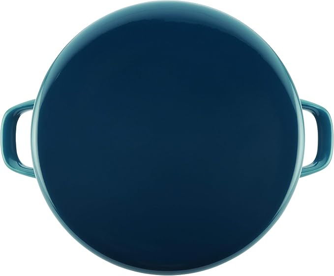 Rachael Ray Enamel on Steel Stock Pot/Stockpot with Lid, 12 Quart, Marine Blue