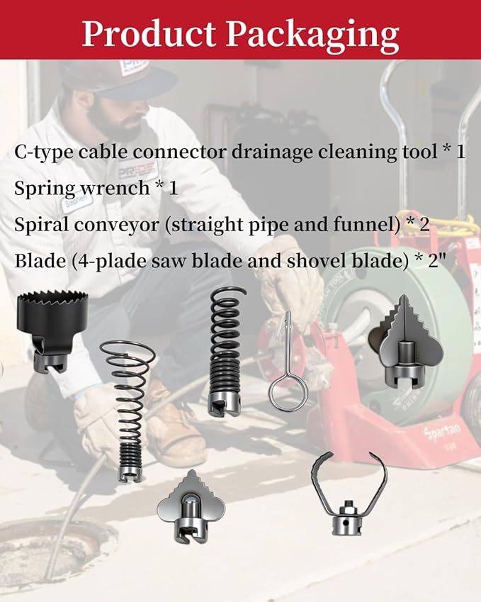 Drain Snake Drill Attachment, Drain Auger Cutter Kit, Fit for RIDGID K-60SP K-60SE K-750 Drain Cleaning Machine, for 5/8" to 7/8" Drain Snake Cable