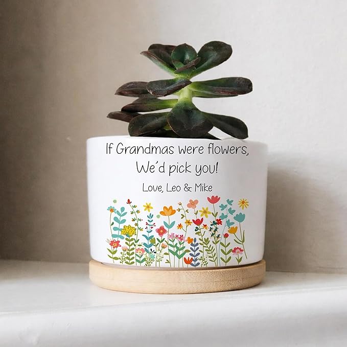Personalized Floral Mom Plant Pot, Custom If Moms were Flowers, We'd Pick You! Plant Pot with Kids Names, Custom Grandma Gift, Gifts for Mimi, Gigi