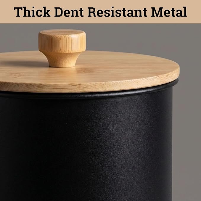 Kitchen Canisters for Countertop Set of 4 with Customizable Chalkboard Labels & Marker Pen - Big Iron Kitchen Canisters with Airtight Lids - Black Canister Set - Flour and Sugar Containers Farmhouse