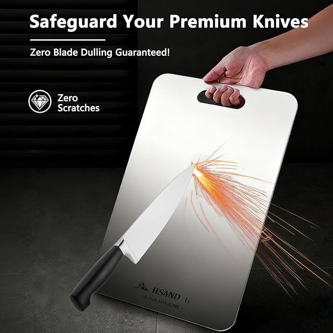 Titanium Cutting Boards for Kitchen, 100% Pure Titanium Cutting Boards, Cutting Board Double Sided Food Grade, Perfect for Sushi, Meat, Vegetables & Meal Prep – Easy To Clean14"x10"